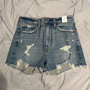 Abercrombie & Fitch Blue Jean Shorts Distressed High-Waisted